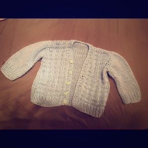 Light blue crochet baby jacket 0-3 mo